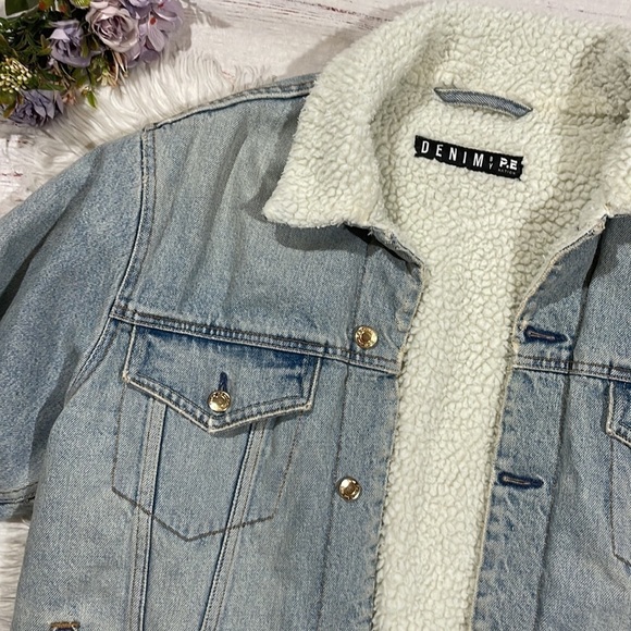 P.E Nation 1984 Oversized Sherpa Lined Jean Denim Jacket - Picture 10 of 12